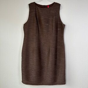 IC by Connie K plus size 3X sheath midi dress brown metallic textured sleeveless
